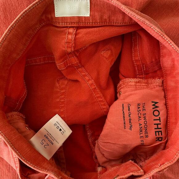 Mother Swooner Rascal Jeans Size 25 Red Ankle Fray High Straight USA Game Day - Picture 12 of 14